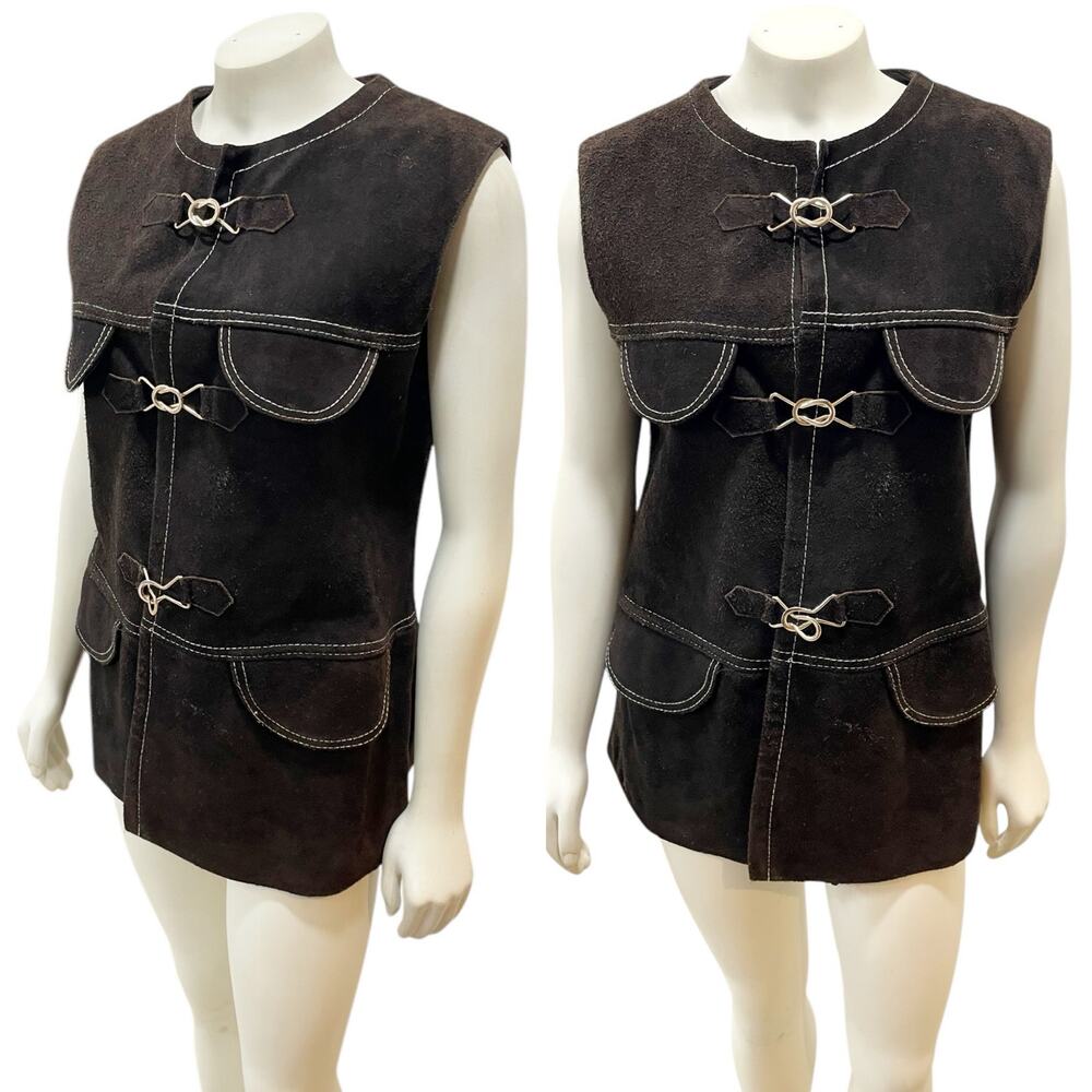 Quality Knitwear by Shayne Brown Suede Vest Vintage 1960s Hong Kong